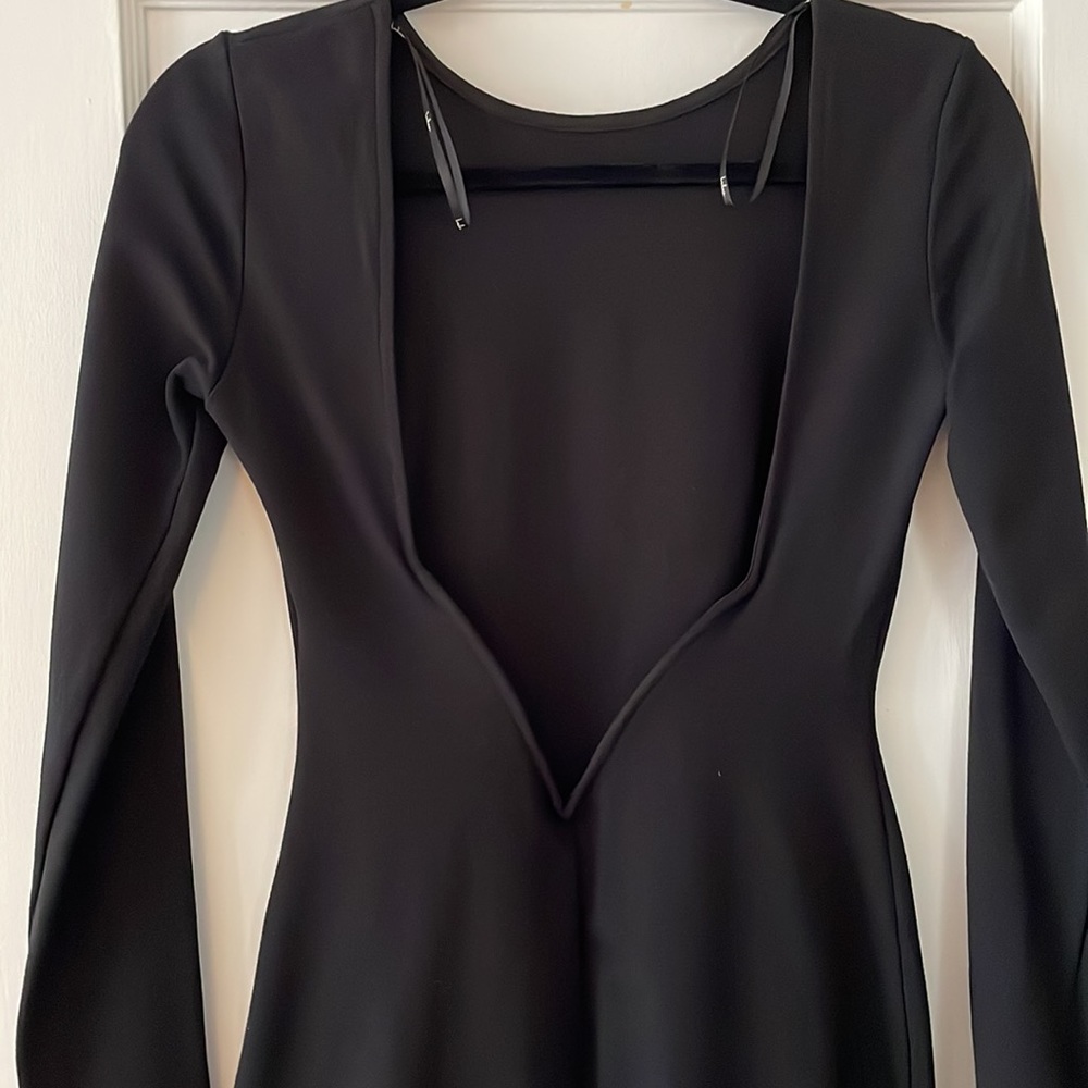 Lulus open back midi tight stretchy black dress